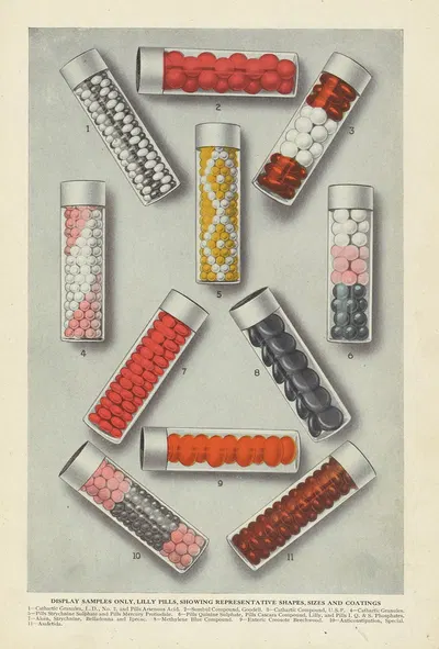 Display samples only, Lilly Pills by Eli Lilly & Company, 1919 — digital art print download