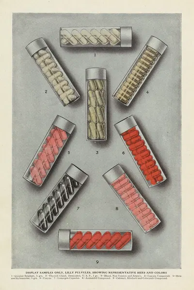 Образцы только для показа, Лилли Пульвулес by Эли Лилли и компания, 1919 — digital art print download