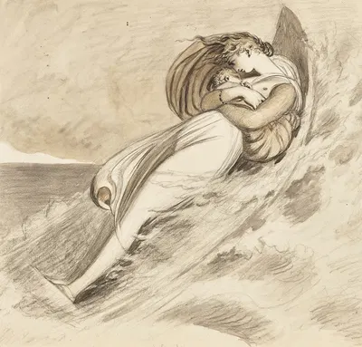 Danae and her son Perseus by William Lock the Younger, 1831 — digital art print download