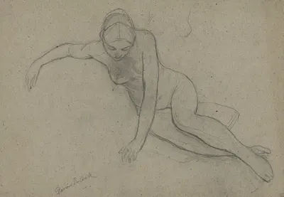 Academic nude of a seated woman by Ксавье де Кок — digital art print download