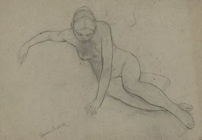 Academic nude of a seated woman by Ксавье де Кок — digital art print download