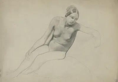 Academic nude of a seated woman by Ксавье де Кок — digital art print download