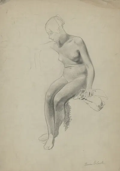 Academic nude of a seated woman by Ксавье де Кок — digital art print download