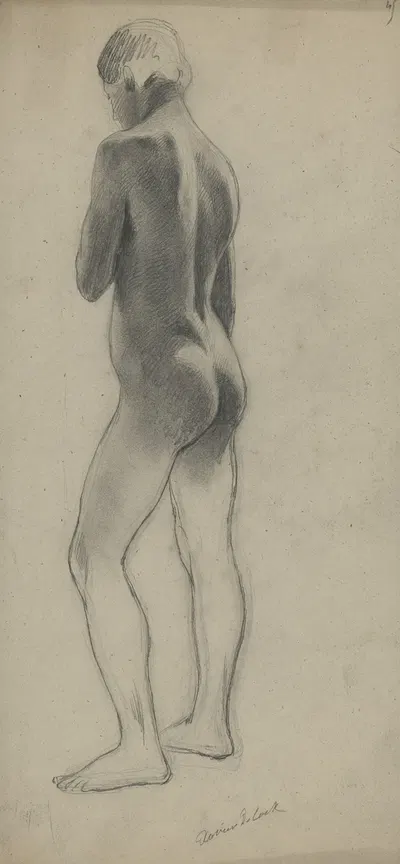 Academic nude of a standing man seen from the back by Ксавье де Кок — digital art print download