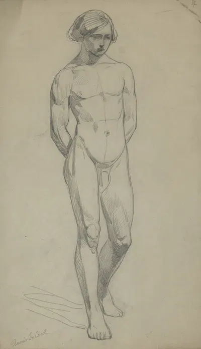 Academic nude of a standing man by Ксавье де Кок — digital art print download
