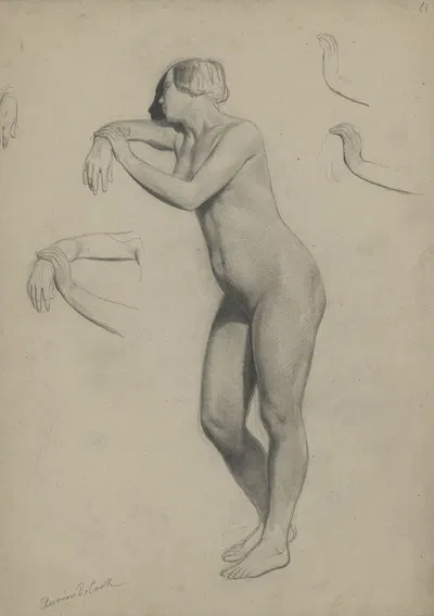Academic nude of a standing woman by Ксавье де Кок — digital art print download