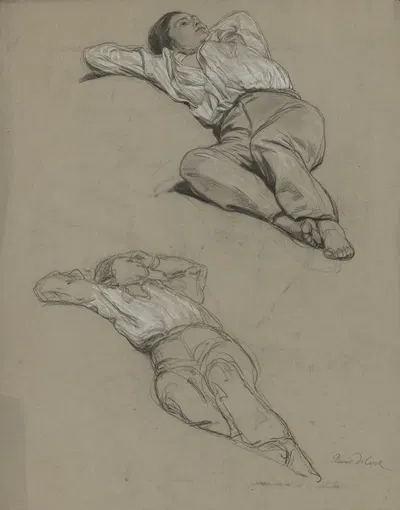Lying young man by Ксавье де Кок — digital art print download