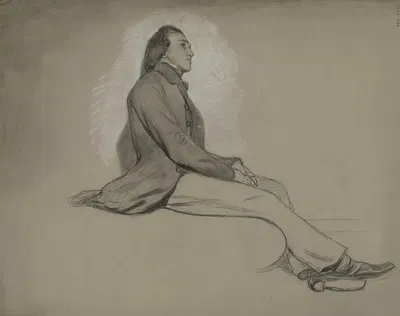 Sitting young man by Ксавье де Кок — digital art print download