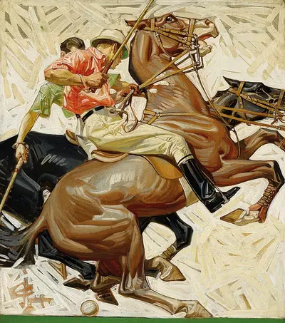 Игроки в поло на лошадях by Джозеф Кристиан Лейендеккер, 1914 — digital art print download