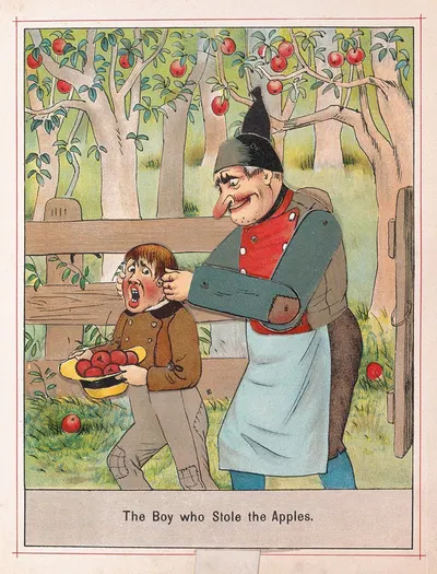 The boy who stole the Apples by Lothar Meggendorfer, 1890 — digital art print download