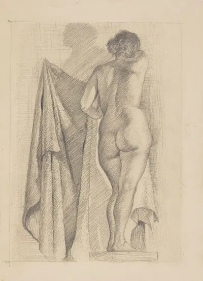 Akt młodej kobiety na tle draperii by Зофия Городыньска, 1936 — digital art print download