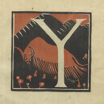 Буквы, разработанные и вырезанные на линолеумных блоках Pl.25 by Колумбийский университет, колледж учителей, 1920 — digital…