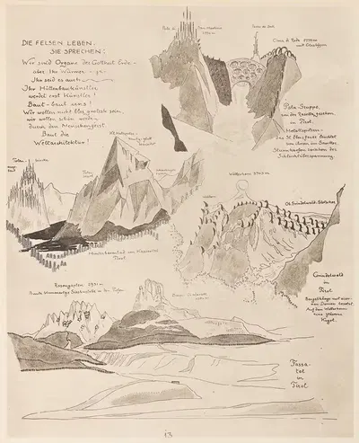 Альпийская архитектура Пл. 4 by Бруно Таут, 1919 — digital art print download