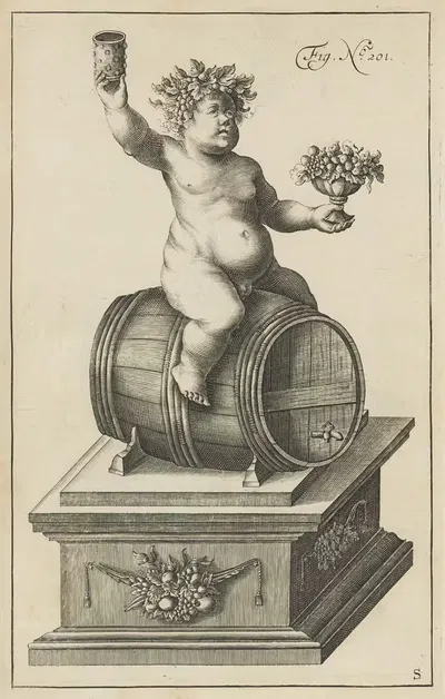 Плита S: Пиротехнический элемент Бакха (экстерьер) by Яков ван Мёрс, 1650 — digital art print download