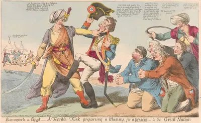Buonaparte in Egypt – A Terrible Turk Preparing a Mummy, For a Present – To the Great Nation by Charles Ansell, 1798 —…