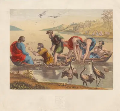 Чудесный улов рыб. by Джордж Бакстер, 1855 — digital art print download