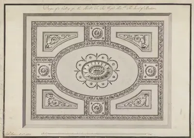 Хаус Хедфорт, Ирландия: Потолок главного зала by Роберт Адам, 1771 — digital art print download