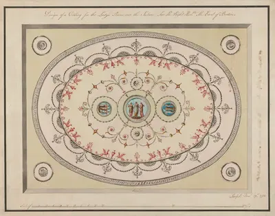 Хедфорт Хаус, Ирландия: Потолок дамской комнаты by Роберт Адам, 1772 — digital art print download