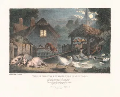The Fox Silently Entering the Poultry Yard by Thomas Mann Baynes, 1836 — digital art print download