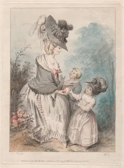 Дама с мальчиком и девочкой в саду by Элиас Мартин, 1778 — digital art print download