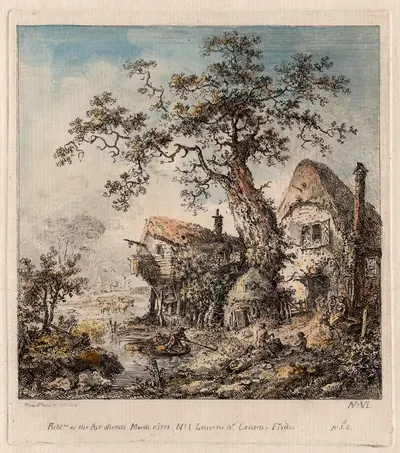 Сельская сцена с коттеджем by Элиас Мартин, 1778 — digital art print download