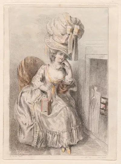 Молодая женщина у огня читает книгу by Элиас Мартин, 1778 — digital art print download