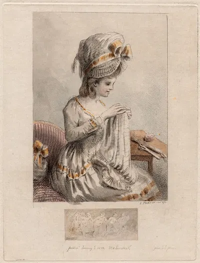 Молодая женщина шьет by Элиас Мартин, 1778 — digital art print download
