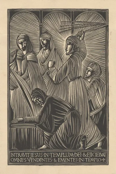 Jesus Driving the Moneychangers from the Temple by Эрик Гилл, 1919 — digital art print download