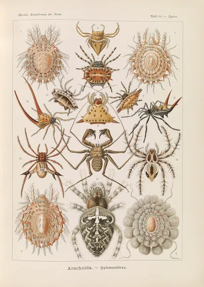 Arachnida. – Spinnentiere by Эрнст Геккель, 1904 — digital art print download