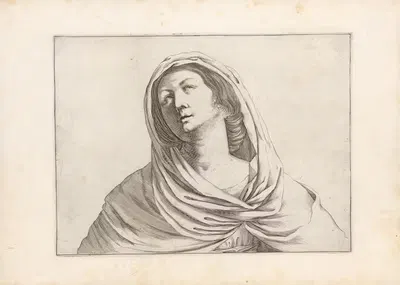Engravings after Guercino's Libro dei Disegni Pl.07 by Francesco Curti, c. 1630 — digital art print download