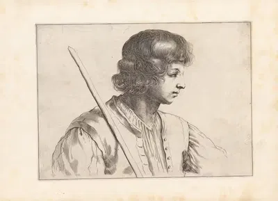 Engravings after Guercino's Libro dei Disegni Pl.12 by Francesco Curti, c. 1630 — digital art print download