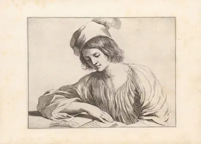 Engravings after Guercino's Libro dei Disegni Pl.13 by Francesco Curti, c. 1630 — digital art print download