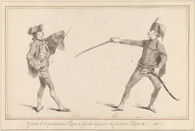Охрана Эспадонера. Фигура A. Защитная охрана Указателя. Фигура B. by Джеймс Гвин, 1763 — digital art print download