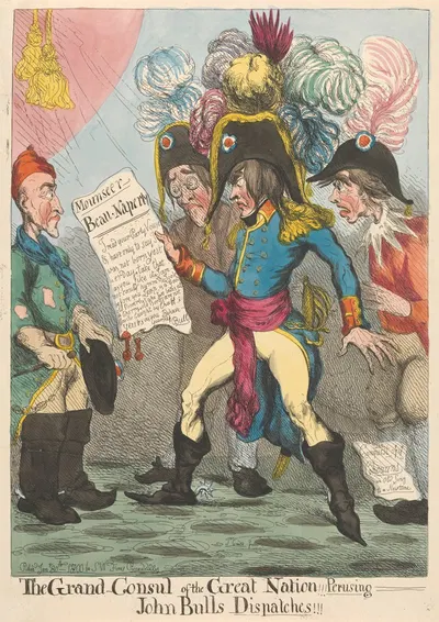 The Grand-Consul of the Great Nation Perusing – John Bulls Dispatches!!! by John Cawse, 1800 — digital art print download