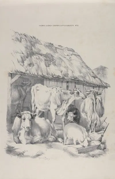Thomas Sydney Cooper's cattle subjects Pl.15 by Томас Сидни Купер — digital art print download