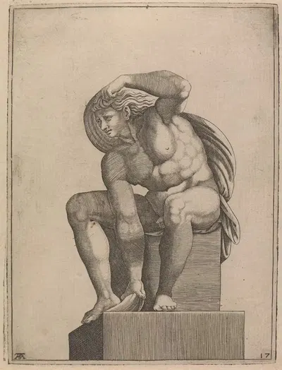 Мужская натура с панели 'Сотворение Евы' by Адамо Скультори, 1550-1585 — digital art print download