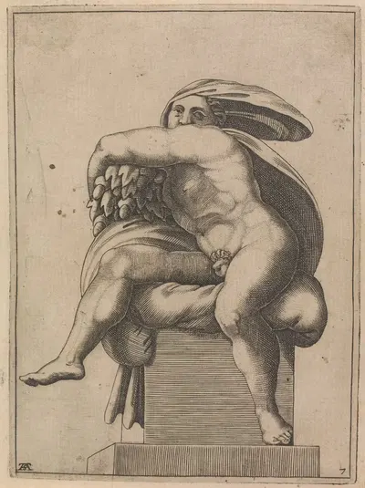Мужская натура из панели 'Сотворение Евы' by Адамо Скультори, 1550-1585 — digital art print download