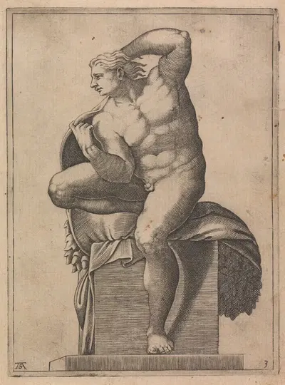 Мужской ню с панели "Бог, отделяющий свет от тьмы by Адамо Скультори, 1550-1585 — digital art print download
