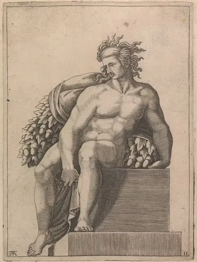 Мужская натура с панели 'Пьяность Ноя' by Адамо Скультори, 1550-1585 — digital art print download