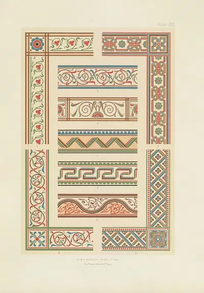 Polychromatic decoration as applied to buildings in the mediæval styles Pl.16 by George Ashdown Audsley, 1882 — digital art…