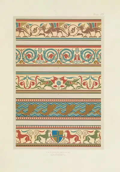 Polychromatic decoration as applied to buildings in the mediæval styles Pl.19 by George Ashdown Audsley, 1882 — digital art…