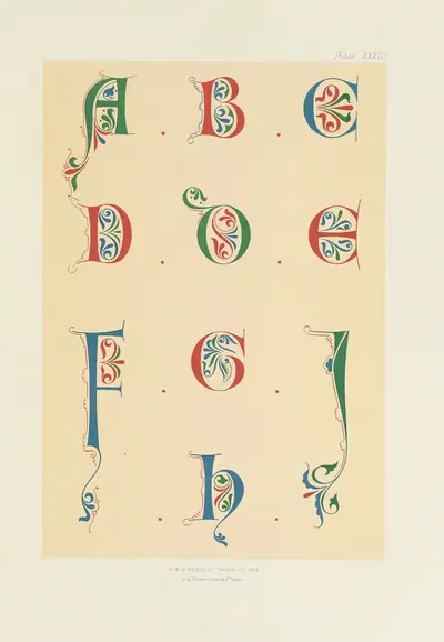 Polychromatic decoration as applied to buildings in the mediæval styles Pl.33 by George Ashdown Audsley, 1882 — digital art…
