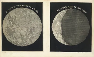 Telescopic view of the full Moon. Telescopic view of the Moon past the last quadrature. by Asa Smith, 1850 — digital art…