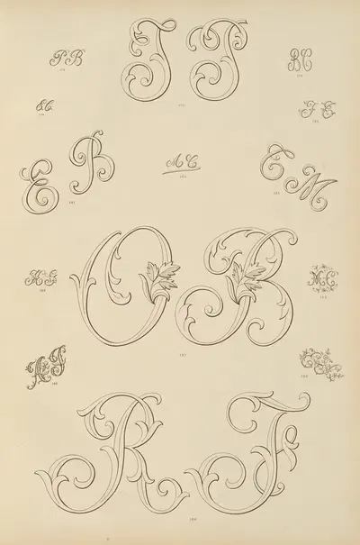Album de chiffres & monogrammes couronnes de noblesse, françaises et etrangères Pl.013 by Ch Crouvezier, 1903 — digital…