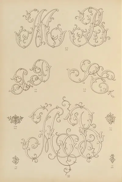 Album de chiffres & monogrammes couronnes de noblesse, françaises et etrangères Pl.028 by Ch Crouvezier, 1903 — digital…