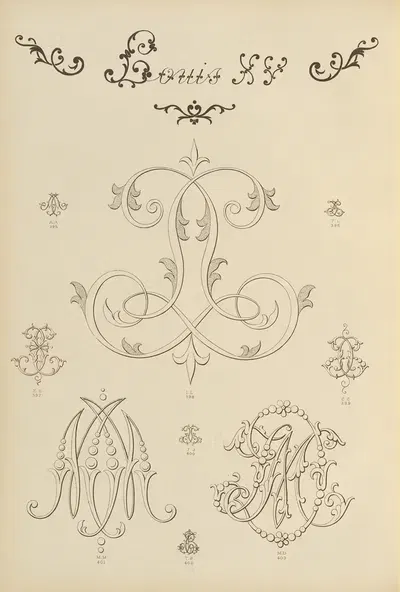 Album de chiffres & monogrammes couronnes de noblesse, françaises et etrangères Pl.034 by Ch Crouvezier, 1903 — digital…