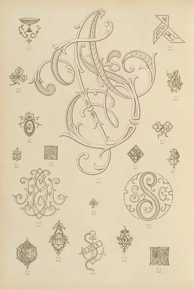 Album de chiffres & monogrammes couronnes de noblesse, françaises et etrangères Pl.060 by Ch Crouvezier, 1903 — digital…