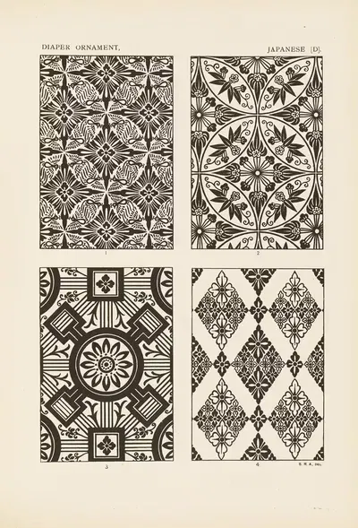 Outlines of ornament in the leading styles Pl.27 by George Ashdown Audsley, 1881 — digital art print download