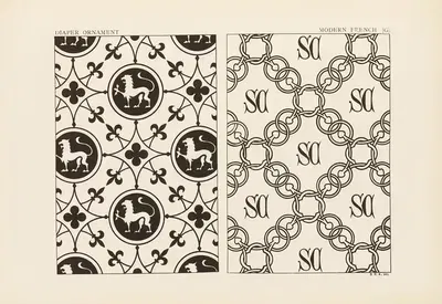 Outlines of ornament in the leading styles Pl.48 by George Ashdown Audsley, 1881 — digital art print download