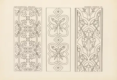 Outlines of ornament in the leading styles Pl.56 by George Ashdown Audsley, 1881 — digital art print download